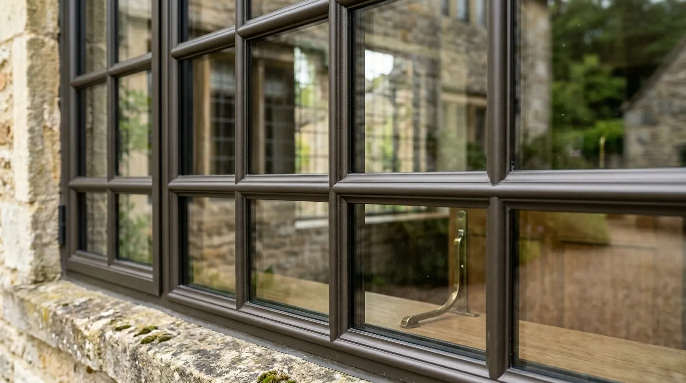 Georgian restoration, Edgbaston - Full elevation - 12 heritage windows + door