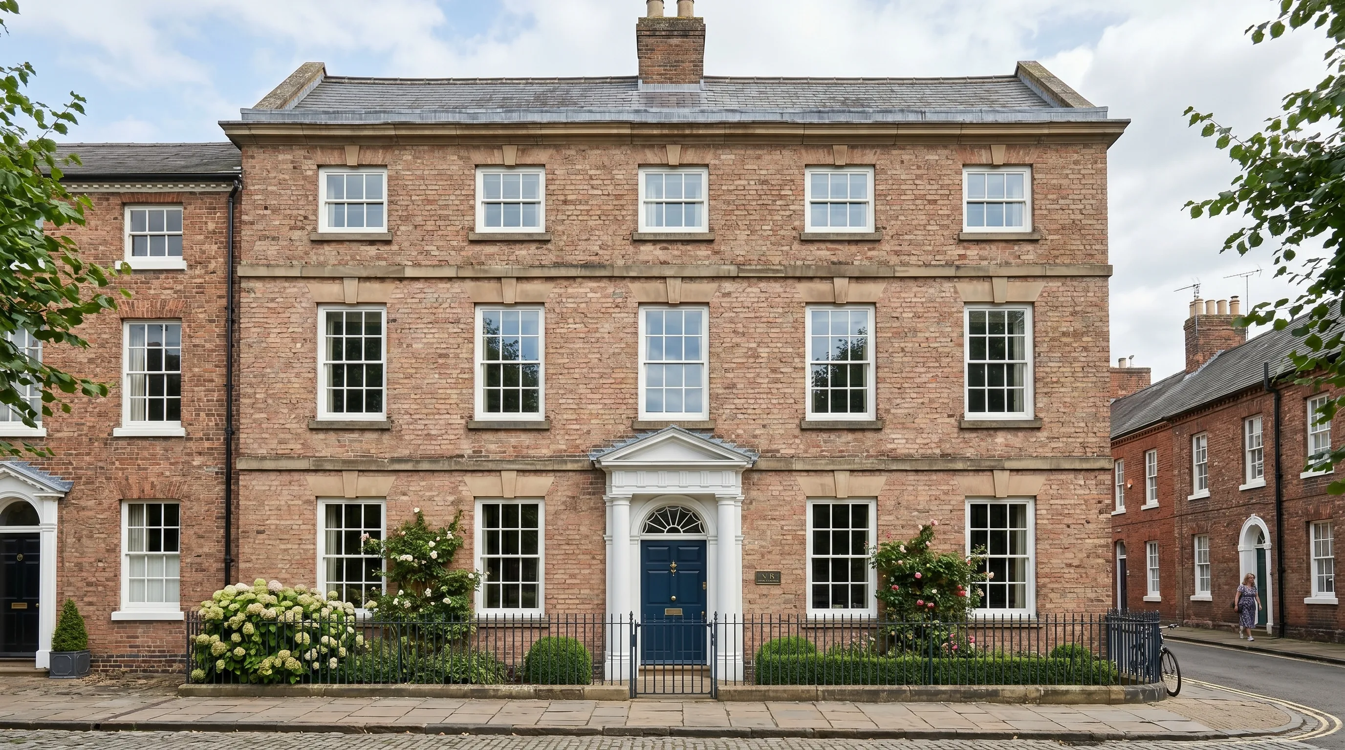 Townhouse, Lichfield - 3-over-3 Georgian bars + heritage entrance door