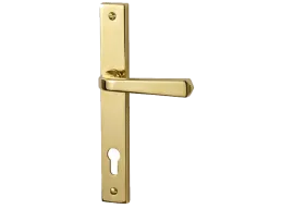 Lift & Turn — Brushed Gold: Warm metallic statement handle for premium sliding doors.