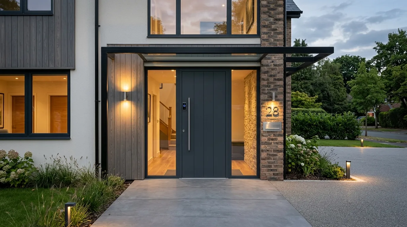 Flush-line contemporary panel + ekey fingerprint